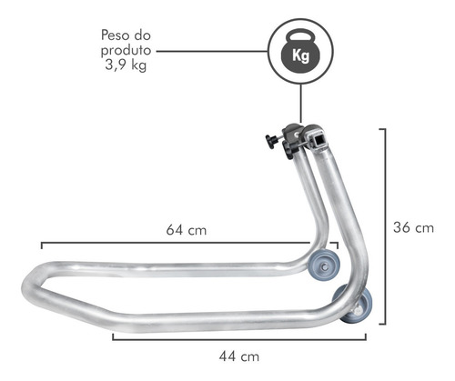 Imagem 4 de 10 de Cavalete Universal Traseiro Moto Cb500 Cb650 Cbr1000 Zincado