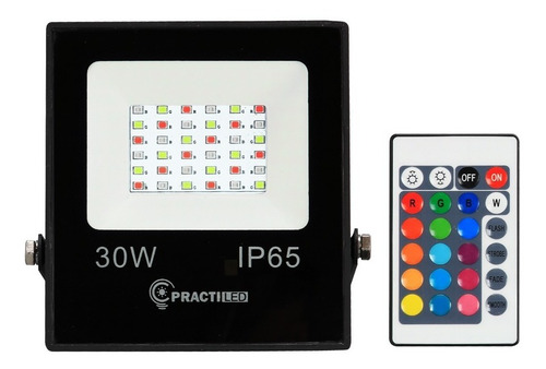 Imagen 2 de 8 de Reflector Led Rgb Multicolor 30w Exterior Con Control Remoto