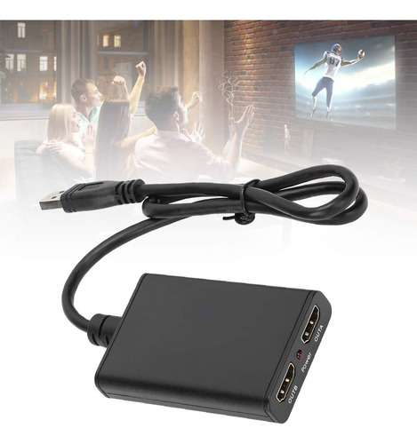 Adaptador Usb 2hdmi Negro Ay96 Alta Definicion Para Audio