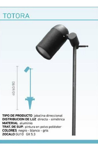 Jabalina Piso Totora Direccional Led Aluminio Gu10 Aluminium