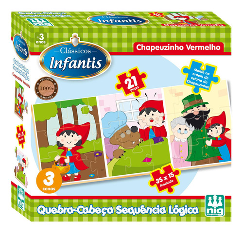 Quebra-cabeça Nig Brinquedos Chapeuzinho Vermelho 21 Peças