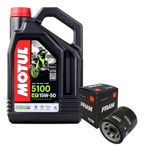 4 Lts Óleo Motul 5100 15w50 Filtro Fram Ph6018 Motos Suzuki 