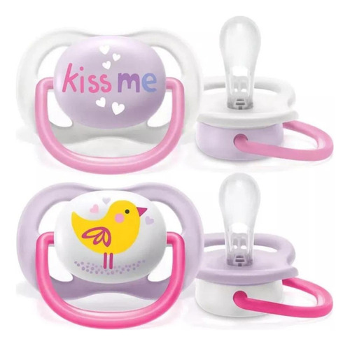 Chupón Avent Ultra Air 0-6m Kiss Me - Pajarito Scf080/20 Color Rosa Período de edad 0-6 meses