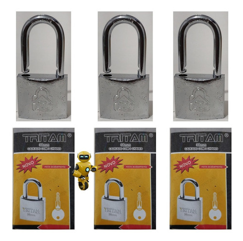 Imagem 5 de 5 de 06 Cadeados Novo Chave Tetra Anti Furto 38mm Com + Segurança
