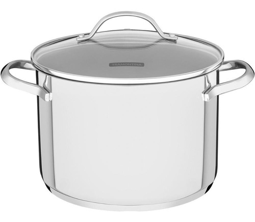 Cacerola Tramontina de Acero Inoxidable con Tapa de Vidrio, 20 cm