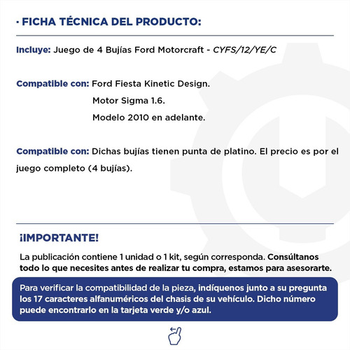 Imagen 2 de 9 de Juego De 4 Bujias Ford Motorcraft Fiesta 10/13 Original