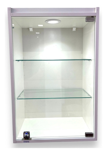 Vitrine Prateleira Suspensa Porta Vidro Led Branca