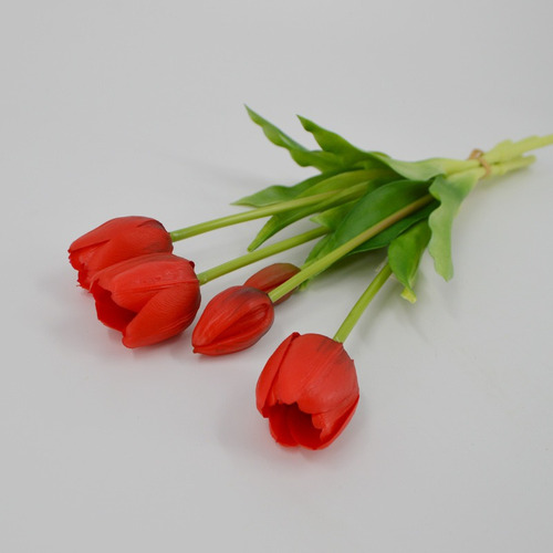 5pcs Realistic Soft Glue Tulip Faux Decoration