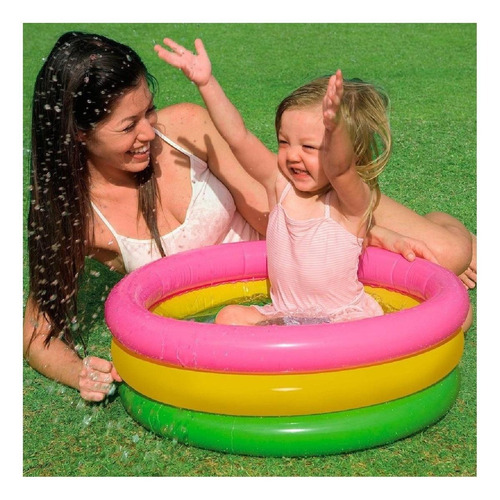 Imagem 3 de 3 de Piscina Inflável redonda Intex Sunset Glow 57107 de 61cm x 22cm 33L rosa, amarela e verde