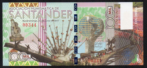 Billete Colombia Conmemorativo Santander Ansa 2017