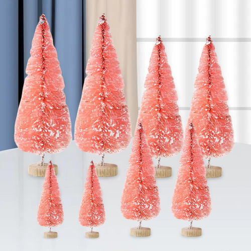 16x Mini Árbol De Navidad Artificial Con Bases De Madera 4