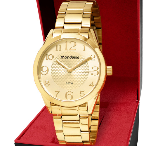 Relógio Feminino Mondaine Original Com E Cor Da Correia Dourado Cor Do Bisel Rosê Cor Do Fundo Rosê