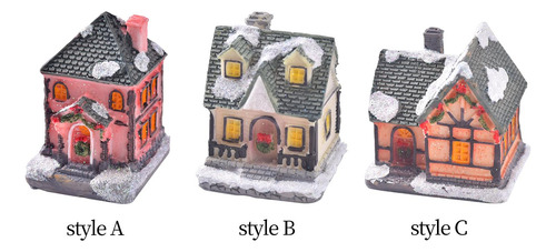 2pcs Lighted House Statue Ornament Light Village Set