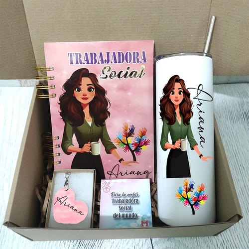 Regalos Personalizados -termo Con Sorbete+ Libreta + Llavero
