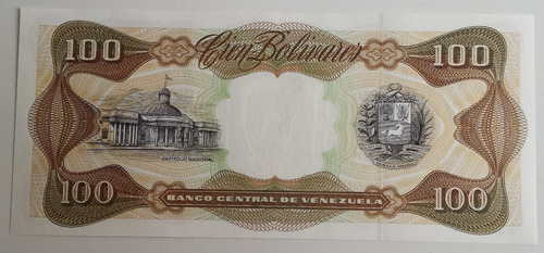 Imagen 2 de 2 de Billete Venezuela 100 Bolívares Octubre 13 1998 J8 Unc