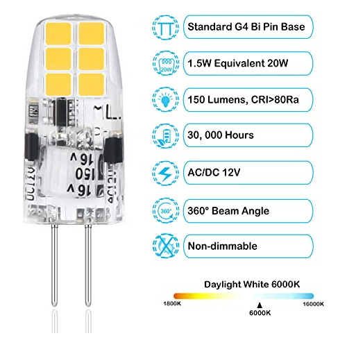 Bombilla Led G4, Base De Pasador Bipin G4, De Bombill...