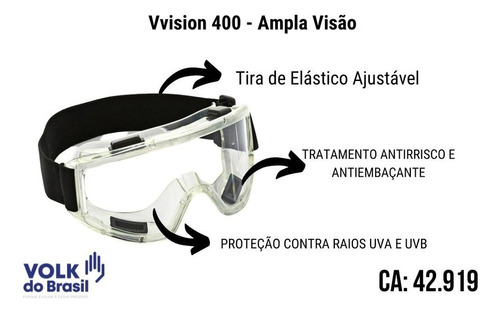 Óculos De Proteção Vvision Antirrisco Antiembassante