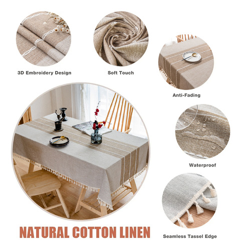 Mantel De Lino Mantel Rectangular A Cuadros