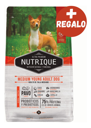 Nutrique Young Medium Adult Dog X 12 Kg + Happy Tails