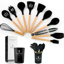 Utensilios De Cocina Silicona Juego De Cuchillo Teker 19 Set negro