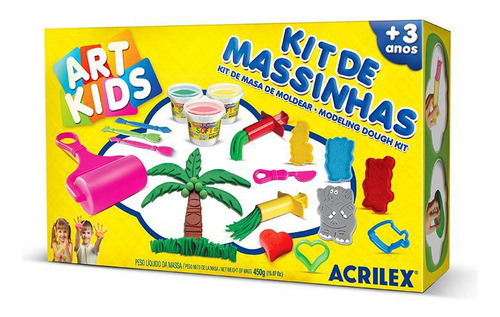 Kit Massinha De Modelar - 450 Gramas - Acrilex - Art Kids