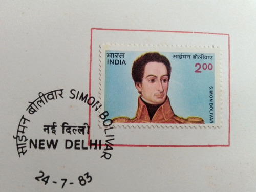  Filatelia Simon Bolîvar India 200 Años Nacimiento.postal