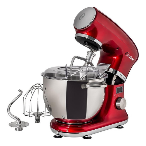 Batedeira Planetária Digital Oster Bowl Inox Vermelha 220v
