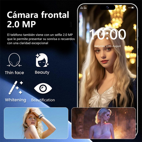 Teléfonos Inteligentes Android Baratos I15 Pro Max Blanco 6.8 En 2gb Ram 16gb Rom