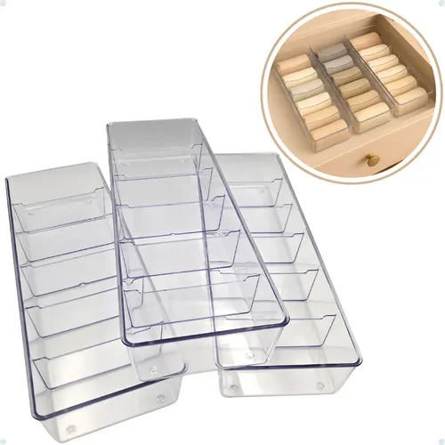 3 Organizador Gaveta Colmeia 6 Divisória Calcinha Cueca Meia Cor ...
