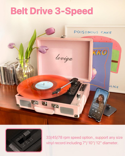 Tocadiscos De Vinilo Integrado Y 2 Altavoces Estér...