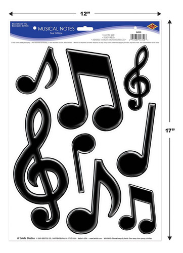 Notas Musicales Peel 'n Place 3 Hojas, 30,5 X 43,1 Cm, ...