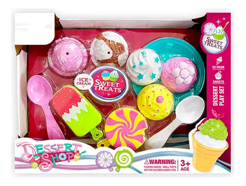 Juego De Postres Helados Comida Falsa De Juguete Niños 21276