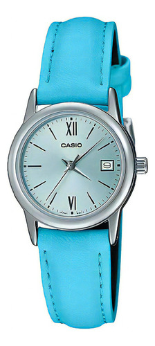 Reloj Casio Analogo Dama Ltp-v002l-2b3 Relojesymas Color de la correa Azul Color del bisel Plateado Color del fondo Plateado