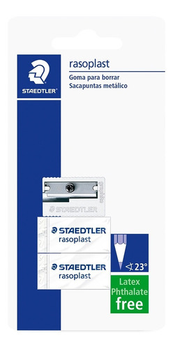 Paquete Borradores Staedtler Blanco Y Sacapuntas Metalico