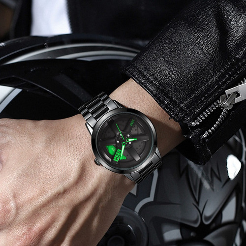 Reloj De Rueda De Coche Diseño Creativo Giratorio En 3d Verde