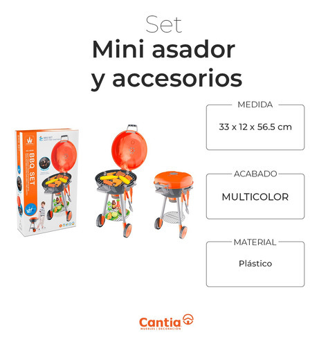 Asador Carne Asada Accesorios Luz Y Sonido Barbacoa Juguete Color Multicolor