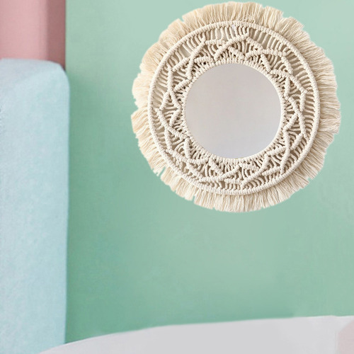 Tapiz Colgante De Pared Con Espejo De Macramé Boho Gramo