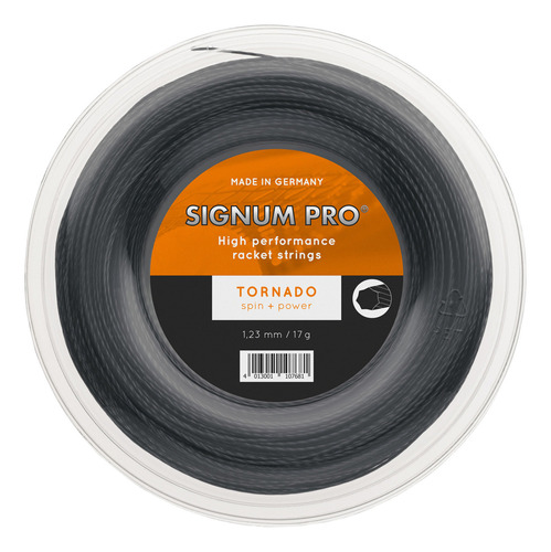 Corda Raquete Signum Pro Tornado 17, Rollo De 1,23 Mm, 200 M, Color Negro