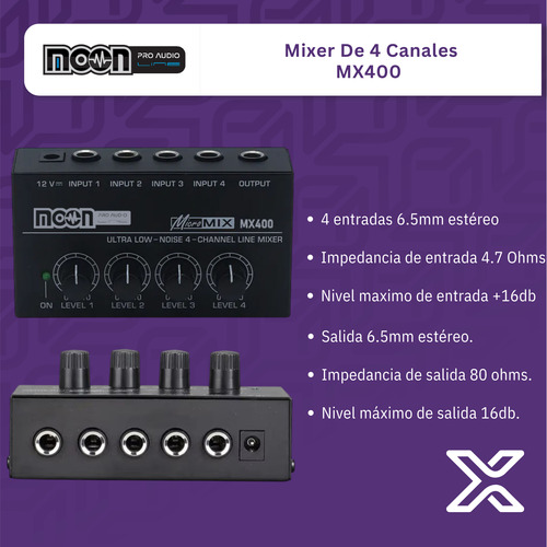 Mixer De 4 Canales Estereo Mx400 Moon