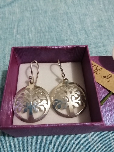 Hermosos Aros De Plata Nacional 950, Árbol De La Vida