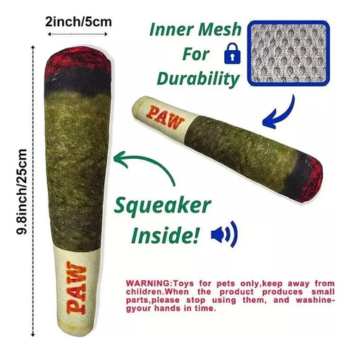 Juguete For Perros Con Forma De Cigarro, Rechinante, Peluch