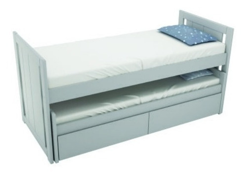 Imagen 2 de 10 de Cama Nido Cucheta 1 Plaza Mdf Laqueada Blanca Cama Ruedas