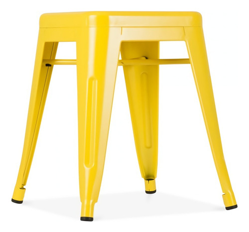 Banco Bajo De Acero Tipo Tolix 45cm Alto Juego De 4 Bancos Color Amarillo