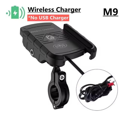 Suporte Para Moto Carregador Sem Fio Indução Wireless Preto