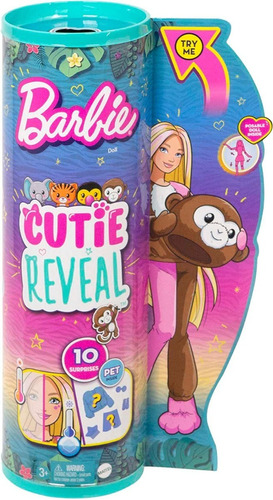 Barbie Cutie Reveal Muñeca Animales De La Selva Mono Nueva