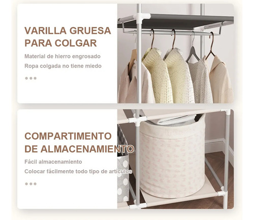 Closet Armable Ropero Rack Guardaropa Recamara Organizacion Color Gris Claro 175*130*45 Cm