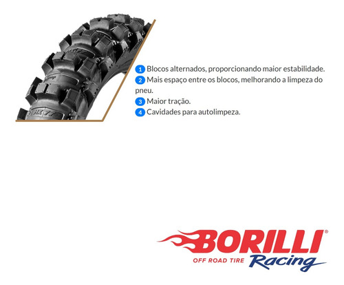 Pneu Traseiro Borilli 120/90-19 Mx77