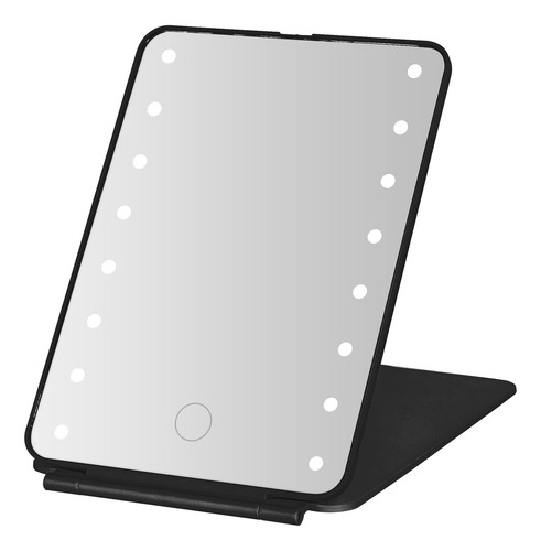 Espejo De Tocador Led Negro Plegable De Melannco, Luces Led