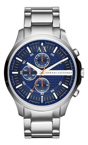 Correa de reloj original Armani Exchange Ax2155, color de bisel plateado, color de fondo plateado, azul marino