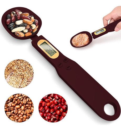 Cuchara Gramera Digital Con Pantalla Lcd Slim Company Bascula Medidora De Cocina 500g Portátil Para Pesar Comida En Polvo, Grano, Líquidos, Croquetas, Etc Color Violeta Oscuro